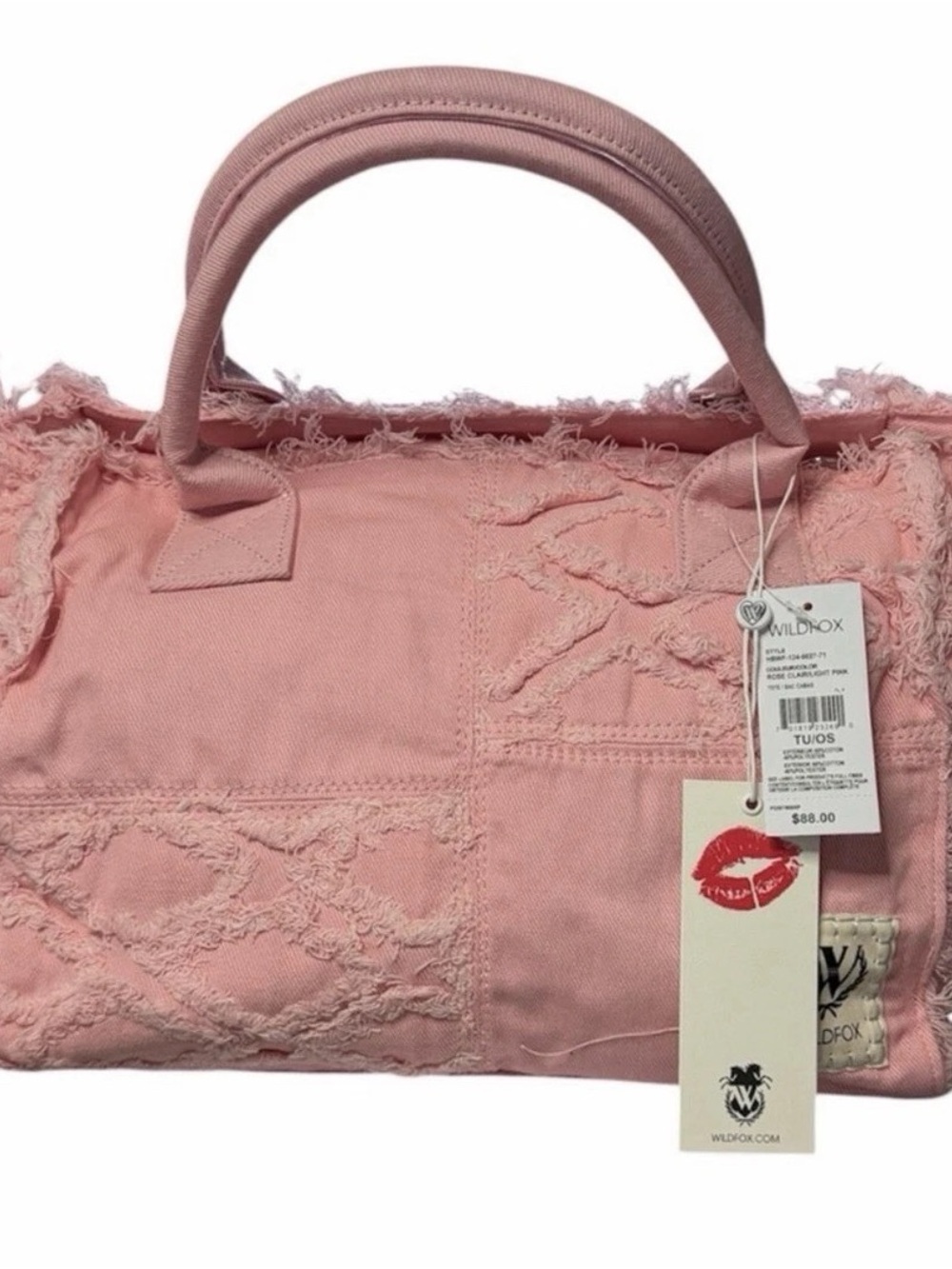 Handbag Wildfox Dusty Pink Frayed Canvas Tote